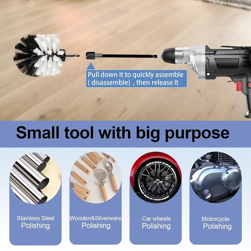 neeki 14pcs Drill Polishing Wheel and Polishing Compound, Soft Drill Brush with 1/4 Hexagonal Shank, Suitable for Metal, Stainless Steel, Jewelry, Wood, Ceramic, Glass, etc. - Image 5